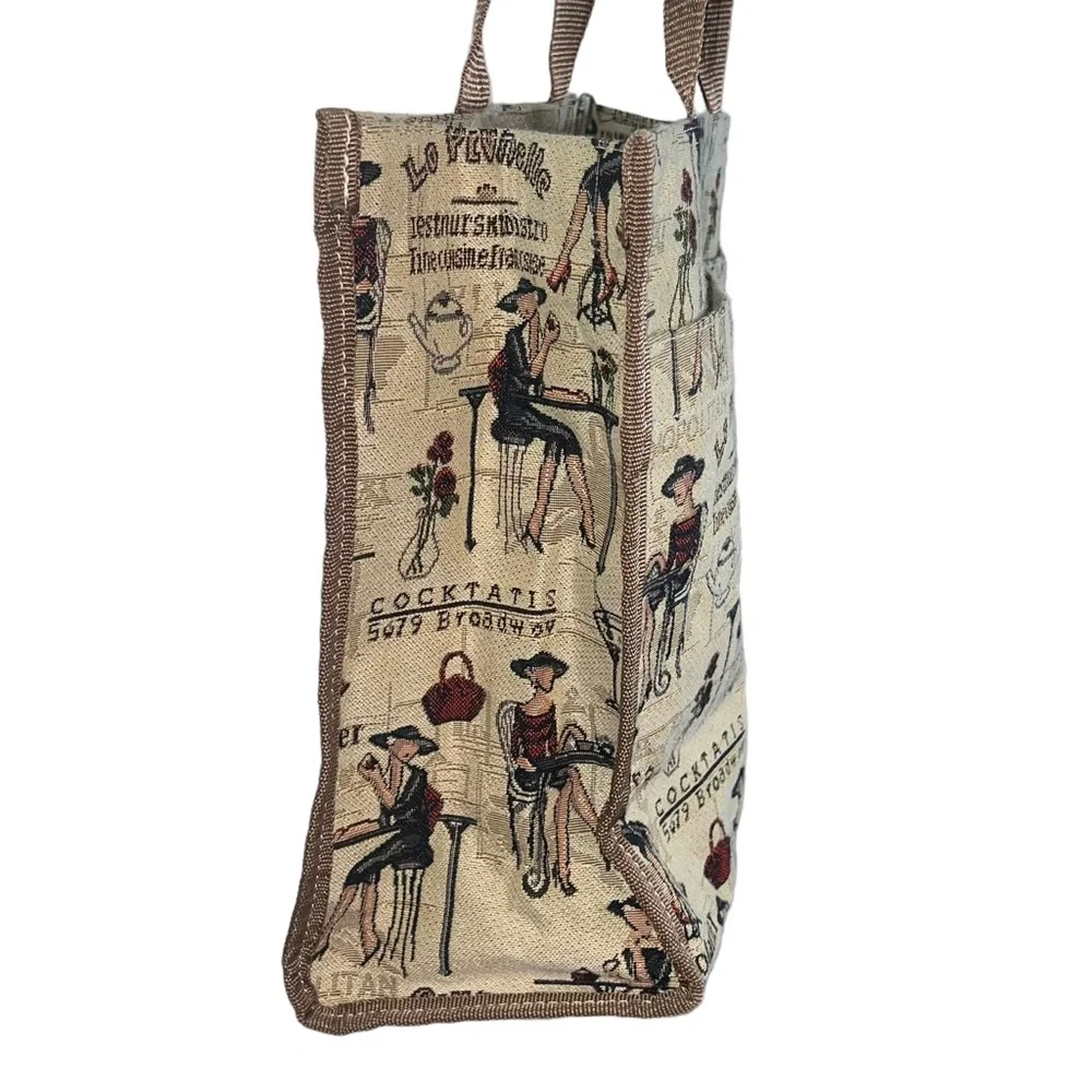 4/$40 Signature Lady Canvas Printed Tapestry Beige Shopping Tote‎ Bag